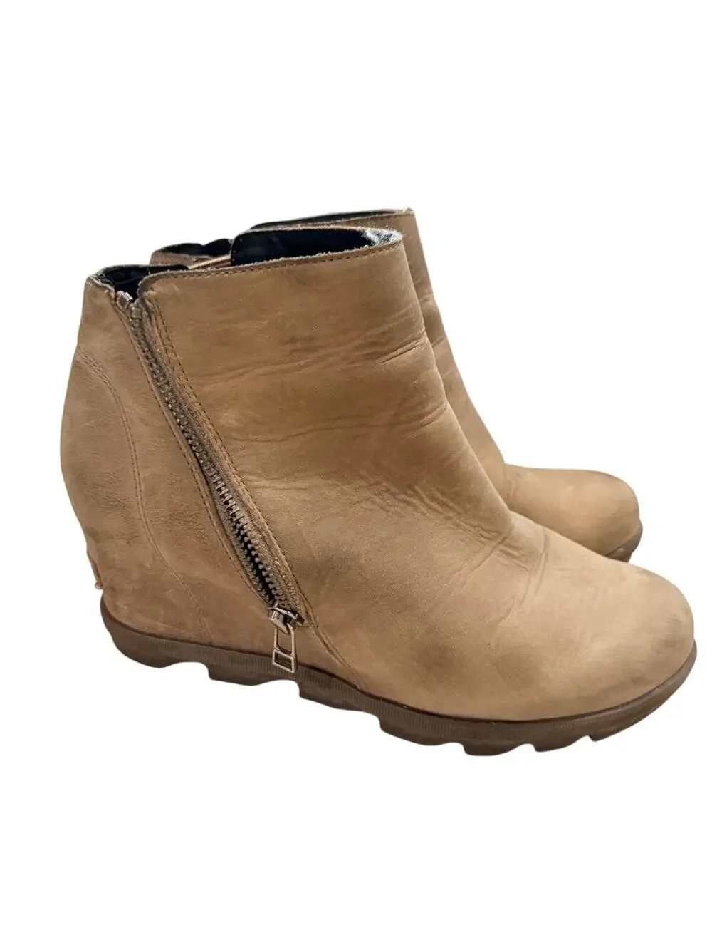 Sorel Joan of arctic wedge booties tan size 11